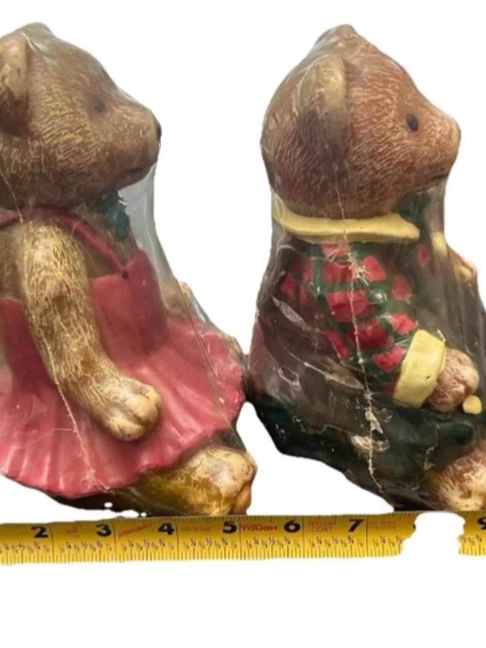 Vintage Teddy Bear Figural Candles Set Country Holiday Christmas Decor New